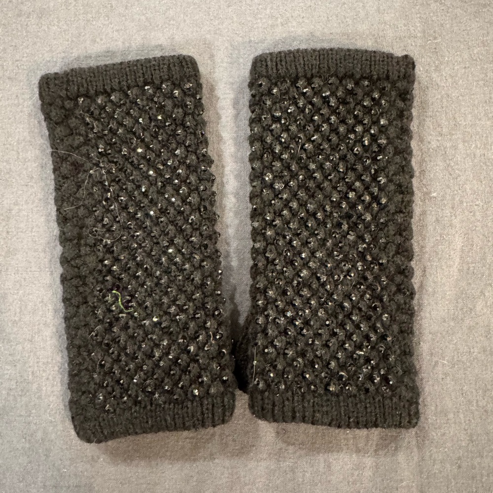 Black Rhinestone Mittens